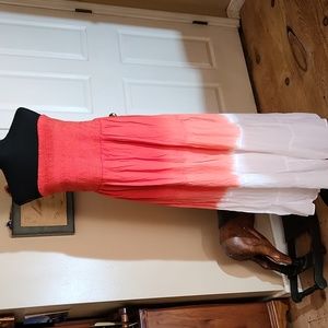 Strapless ombre maxi dress